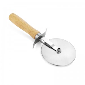 Pizza Wheel Cutter en acier inoxydable Pizza Cutter Machine Pizza Slicer avec poignée en bois Facile ànettoyer