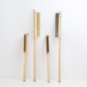 Brosse au four en laiton avec des accessoires de four à broussailles en acier inoxydable en bois en bois hêtre